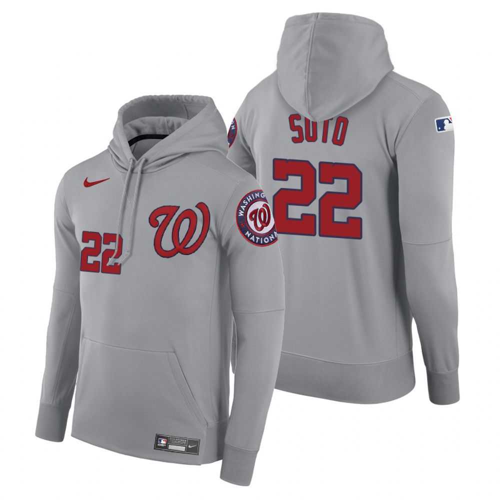 Men Washington Nationals 22 Soto gray road hoodie 2021 MLB Nike Jerseys
